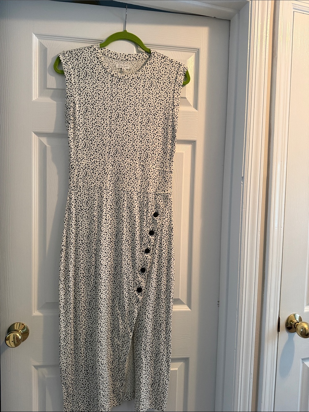 Grey Slate Midi Dress with Black Dot Print